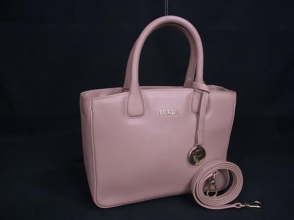 1円 ■美品■ FURLA フルラ レザー 2WAY クロスボディ ショルダーバッグ ハンドバッグ トート 斜め掛け レディース ピンク系 FR6617拍卖