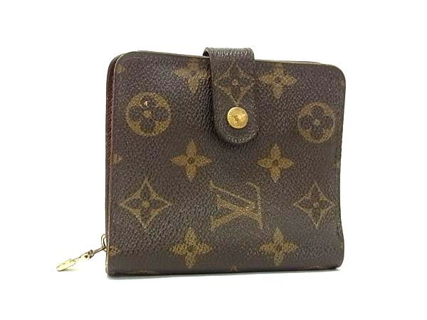 1円 LOUIS VUITTON ルイヴィトン M61667 モノグラム コンパクトジップ 二つ折り 財布 ウォレット 小銭入れ 札入れ ブラウン系 FT2300拍卖