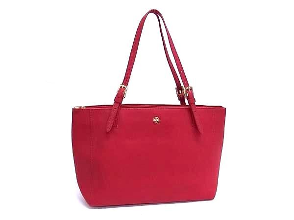1円 ■美品■ TORY BURCH トリーバーチ レザー トートバッグ ショルダーバッグ 肩掛けかばん レディース レッド系 FR6631拍卖