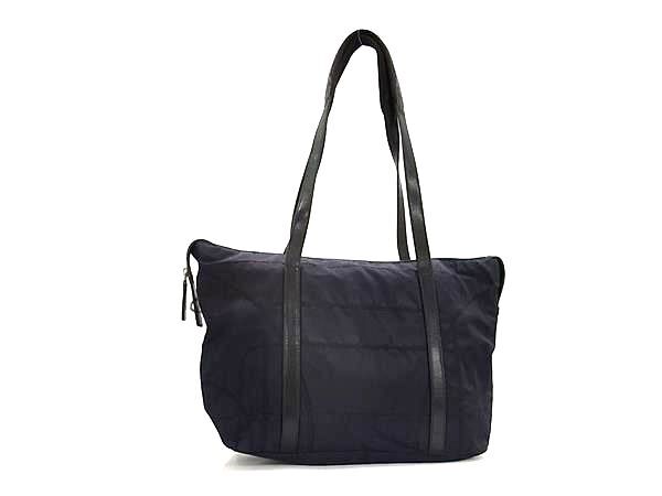 1円 PRADA プラダ テスートナイロン×レザー トートバッグ ショルダー 肩掛けかばん レディース メンズ パープル系×ブラック系 FR6633拍卖