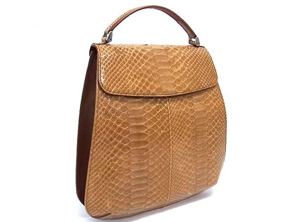 1円 ■極上■本物■美品■ GIORGIO ARMANI ジョルジオアルマーニ パイソン リュックサック デイパック レディース ブラウン系 FU6290拍卖