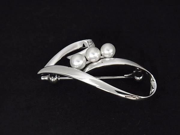 1円■極美品■ MIKIMOTO ミキモト 本真珠 アコヤ真珠 パール約3mm〜約4mm SV925 ピンブローチ ピンバッジ アクセサリー シルバー系 FP9097拍卖