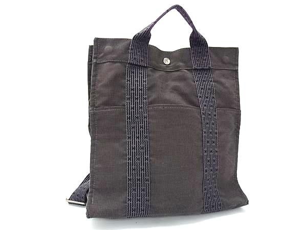1円 HERMES エルメス エールライン アドMM キャンバス シルバー金具 リュックサック バックパック デイパック グレー系 FN6287拍卖