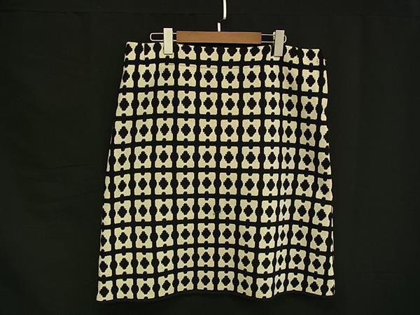 1円 LOUIS VUITTON ルイヴィトン ウール100% 総柄 スカート ボトムス 洋服 レディース ブラック系×アイボリー系 FT1880拍卖