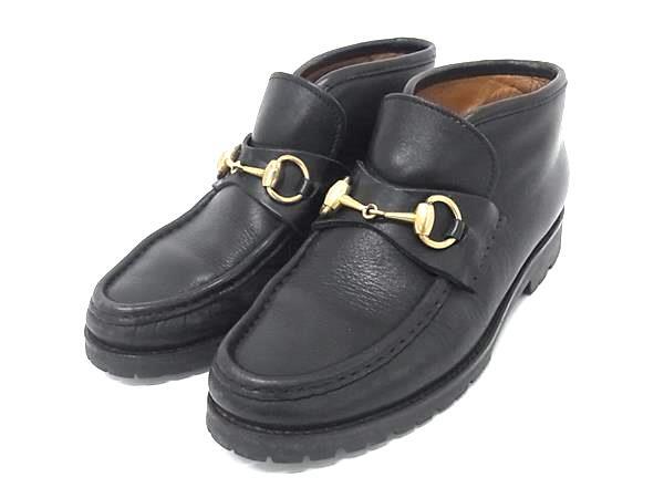 1円 GUCCI グッチ ホースビット レザー ブーツ 表記サイズ36 (約23.0cm) 靴 シューズ レディース ブラック系 FV3992拍卖