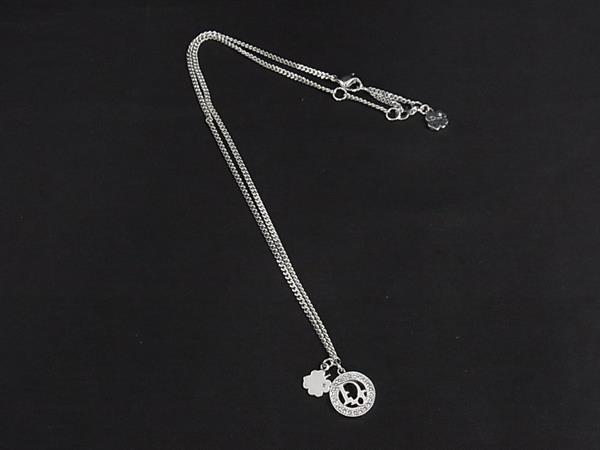 1円 ■美品■ ChristianDior クリスチャンディオール ラインストーン クローバー ネックレス ペンダント アクセサリー シルバー系 FS7091拍卖