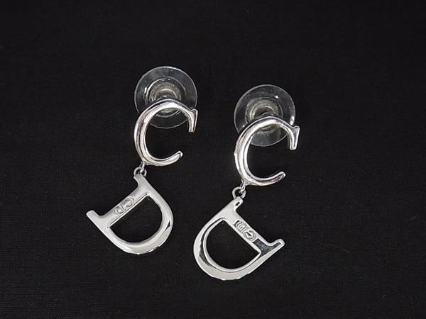 1円 ■美品■ ChristianDior クリスチャンディオール CDロゴ ピアス アクセサリー レディース シルバー系 FU6114拍卖