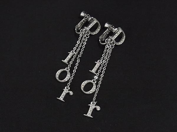 1円 ChristianDior クリスチャンディオール ラインストーン ネジバネ式 イヤリング アクセサリー レディース シルバー系 BP5964拍卖