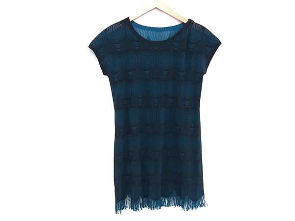 1円 ■美品■ PLEATS PLEASE プリーツプリーズ ISSEY MIYAKE イッセイミヤケ 気球柄 フリンジ ワンピース 洋服 ブラック系 BN6075拍卖