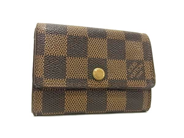 1円 LOUIS VUITTON ルイヴィトン N61930 ダミエ ポルトモネ プラ コインケース コインパース 小銭入れ カード入れ ブラウン系 FT2587拍卖