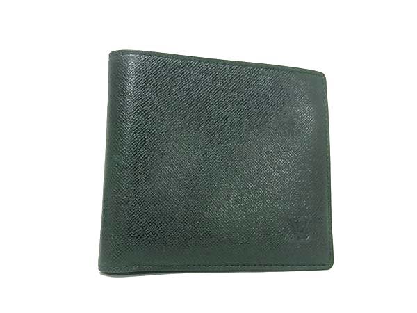 1円 ■美品■ LOUIS VUITTON ルイヴィトン M30464 タイガ ポルト ビエ カルト クレディ 二つ折り 財布 ウォレット グリーン系 FT2589拍卖