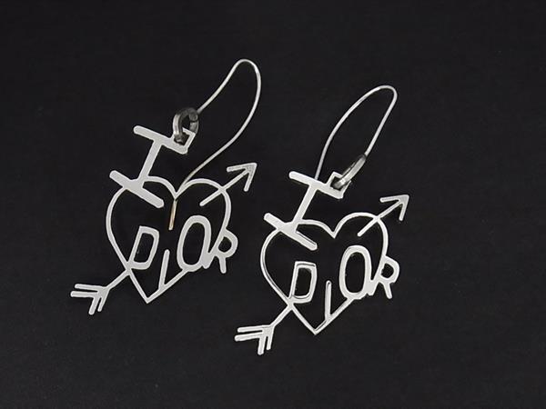 1円 ■美品■ ChristianDior クリスチャンディオール I Love Dior ハート ピアス アクセサリー レディース シルバー系 BN6101拍卖