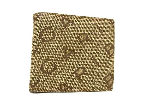 1円 BVLGARI ブルガリ ロゴマニア キャンバス 二つ折り 財布 ウォレット 札入れ 小銭入れ カード入れ ブラウン系 FT2620拍卖