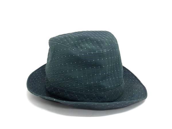 1円 ■美品■ HERMES エルメス 総柄 中折れハット 帽子 メンズ レディース ダークグリーン系 BT0094拍卖