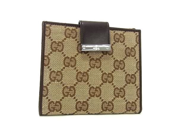 1円 GUCCI グッチ 74209 GGキャンバス 二つ折り 財布 ウォレット 札入れ 小銭入れ カード入れ メンズ レディース ベージュ系 FT2622拍卖