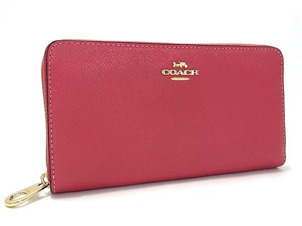 ■美品■ COACH コーチ C3441 レザー ラウンドファスナー 長財布 ウォレット 小銭入れ 札入れ レディース ピンク系 DK8697拍卖