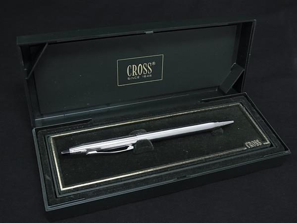 ■美品■ CROSS クロス ツイスト式 ボールペン 筆記用具 文房具 ステーショナリー シルバー系 DK7239拍卖