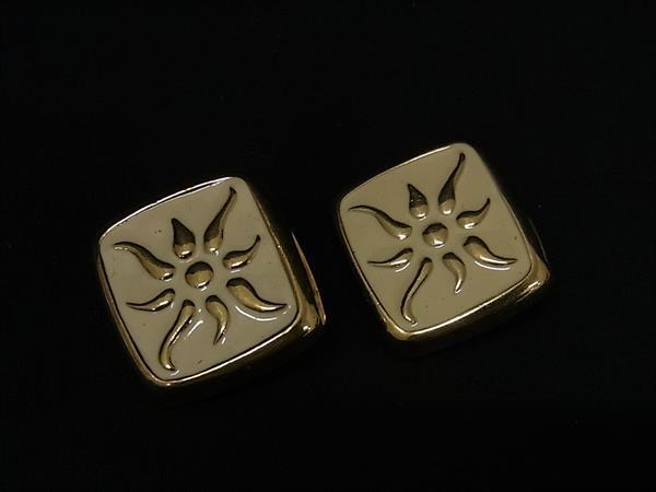 ■美品■ GIVENCHY ジバンシィ ヴィンテージ クリップ式 イヤリング アクセサリー レディース アイボリー系×ゴールド系 DK7268拍卖