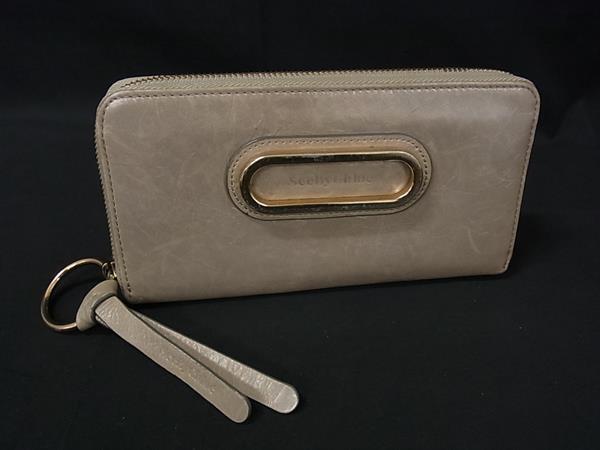 SeeByChloe シーバイクロエ レザー ラウンドファスナー 長財布 ウォレット 札入れ 小銭入れ レディース ベージュ系 DK5852拍卖