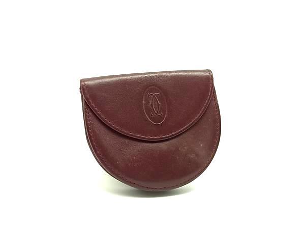 Cartier カルティエ マストライン レザー コインケース コインパース 小銭入れ レディース メンズ ボルドー系 DJ4141拍卖