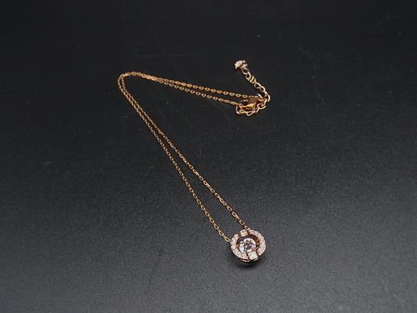 ■美品■ SWAROVSKI スワロフスキー ラインストーン ネックレス ペンダント アクセサリー レディース ゴールド系 DK5650拍卖