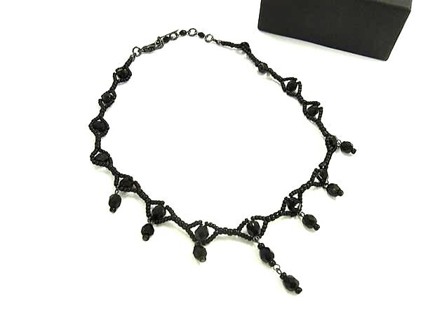 ■美品■ ANNASUI アナスイ ビーズ ネックレス ペンダント アクセサリー レディース ブラック系 DK7644拍卖