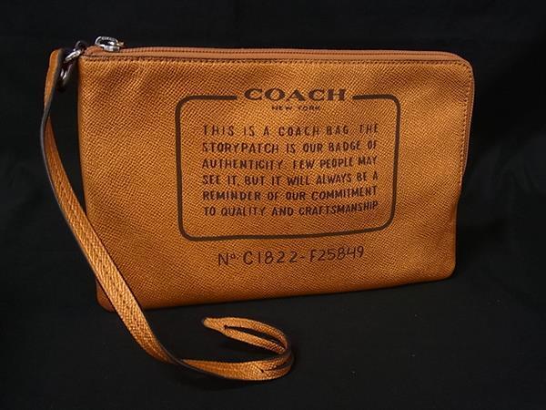 ■美品■ COACH コーチ F25849 レザー マルチポーチ マルチケース ミニバッグ 小物入れ レディース メンズ オレンジ系 DK6049拍卖