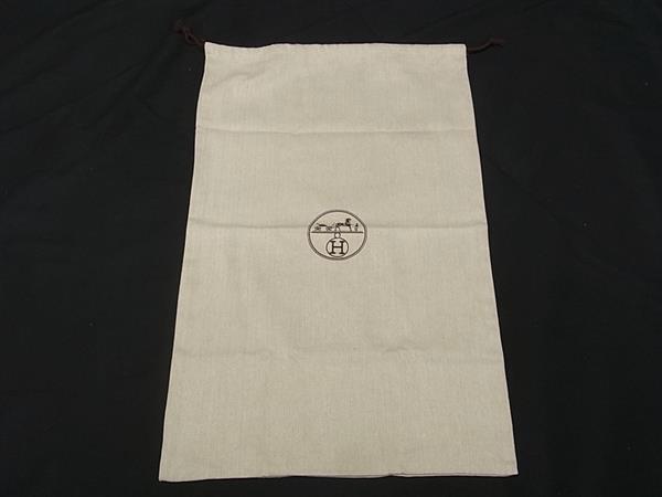 ■美品■ HERMES エルメス キャンバス ヘリンボーン 巾着型 サイズ 約36.5cm×約58.5cm 保存袋 ベージュ系 DI7125拍卖
