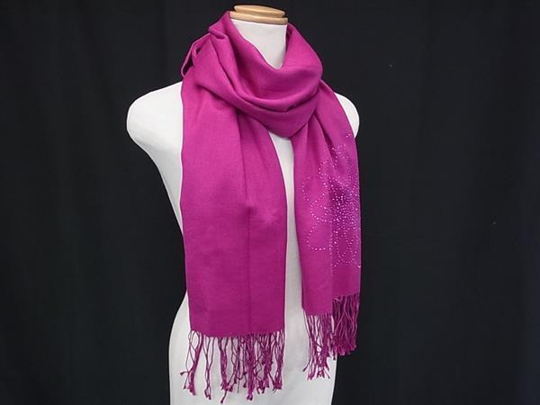 ■極美品■ ANTEPRIMA アンテプリマ シルク✕カシミヤ ラインストーン 大判 ストール ショール スカーフ パープル系 DJ7540拍卖