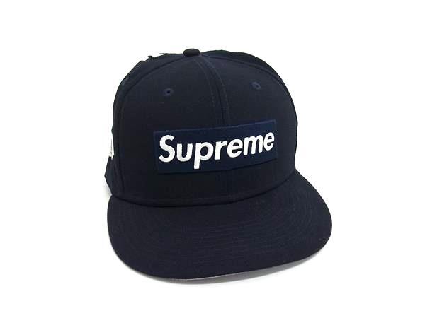 ■美品■ Supreme シュプリーム ボックスロゴ ポリエステル 100% ベースボールキャップ サイズ 7 1/2 帽子 メンズ ネイビー系 DK8355拍卖