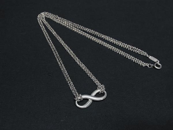 1円 TIFFANY&Co ティファニー インフィニティ SV925 ダブルチェーン ネックレス ペンダント アクセサリー レディース シルバー系 FV1406拍卖