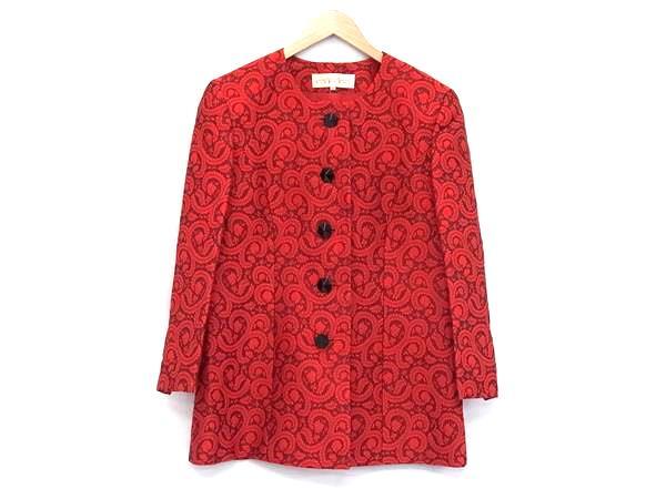 1円 ■美品■ GIVENCHY ジバンシィ ポリエステル×ウール 刺繍 ジャケット アウター 上着 表記サイズ 13 洋服 レディース レッド系 FP4804拍卖