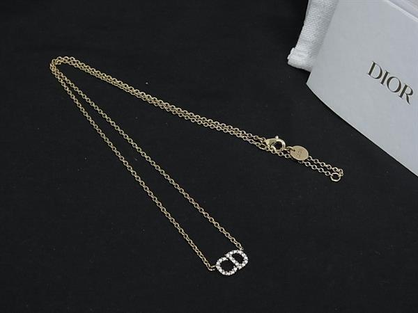 1円 ■極美品■ ChristianDior ディオール CDロゴ ラインストーン ネックレス ペンダント アクセサリー レディース ゴールド系 FU4306拍卖