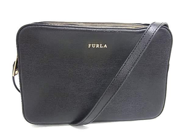 1円 FURLA フルラ リリー レザー クロスボディ ショルダーバッグ 斜め掛けかばん レディース ブラック系 FU6387拍卖