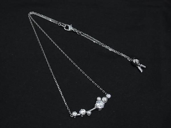 1円 ■極美品■ SWAROVSKI スワロフスキー ラインストーン パール ネックレス ペンダント アクセサリー レディース シルバー系 FS6459拍卖