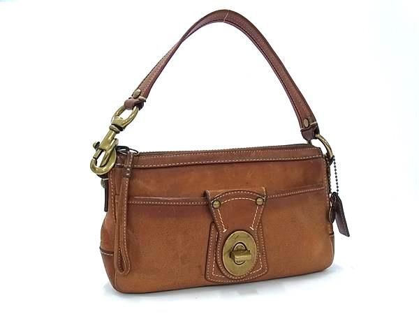 1円 COACH コーチ 10326 レザー ターンロック ワンショルダー ショルダーバッグ ハンドバッグ レディース ブラウン系 FU4837拍卖