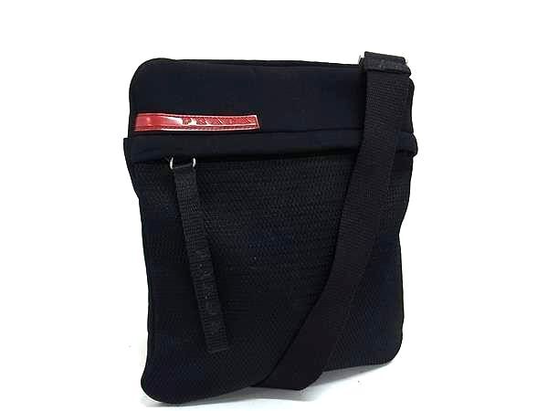 1円 ■美品■ PRADA プラダ プラダスポーツ ナイロンキャンバス×メッシュ クロスボディ ショルダーバッグ 斜め掛け ブラック系 FR6614拍卖