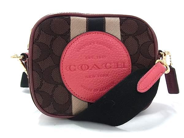 1円 ■新品同様■ COACH コーチ キャンバス クロスボディ カメラバッグ ショルダーバッグ 斜め掛け ブラウン系×ピンク系 FU4902拍卖