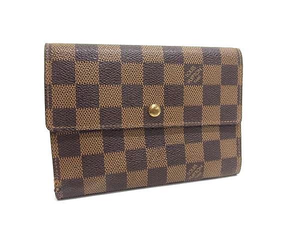 1円 LOUIS VUITTON ルイヴィトン N61202 ダミエ ポルトトレゾール エテュイ パピエ 三つ折り 財布 ウォレット ブラウン系 FT3252拍卖