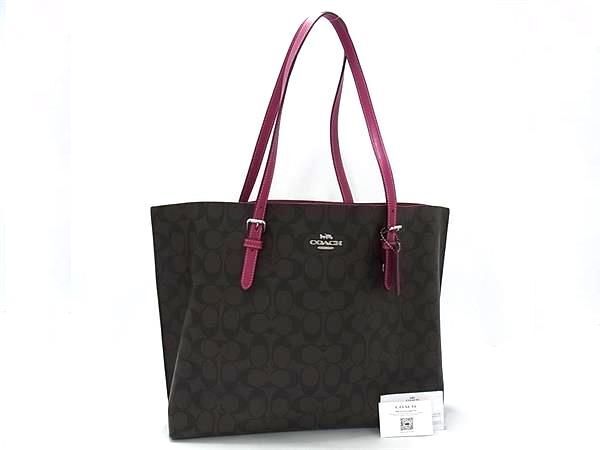 1円 ■美品■ COACH コーチ 1665 シグネチャー PVC×レザー トートバッグ ハンドバッグ ショルダー 肩掛け レディース ブラウン系 FU5027拍卖