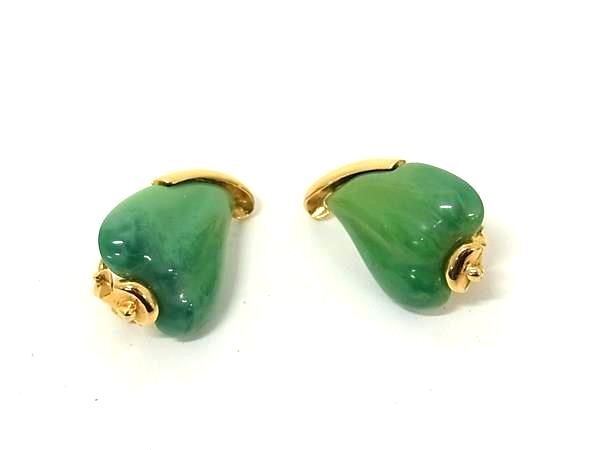 1円 ■美品■ GIVENCHY ジバンシィ クリップ式 イヤリング アクセサリー レディース ゴールド系×グリーン系 FS6838拍卖