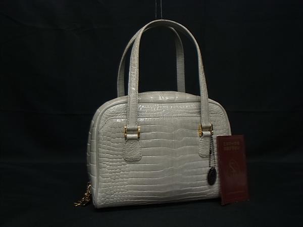 1円 ■極上■本物■JRA公認■美品■ クロコダイル ハンドバッグ トートバッグ レディース ライトグリーン系 FU6691拍卖