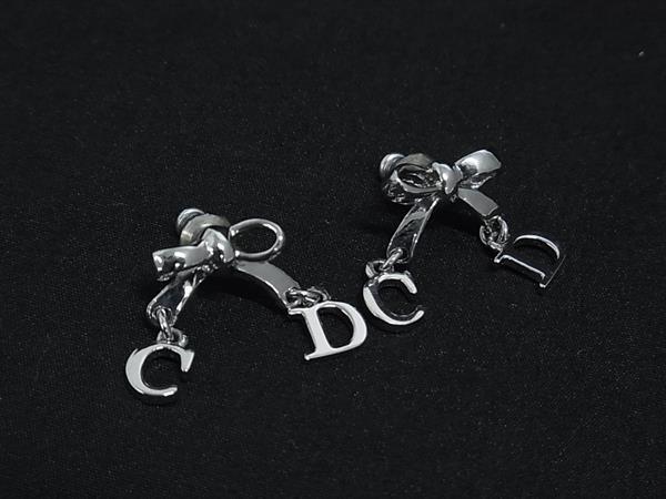 1円 ■美品■ ChristianDior クリスチャンディオール リボン ピアス アクセサリー レディース シルバー系 FU5698拍卖