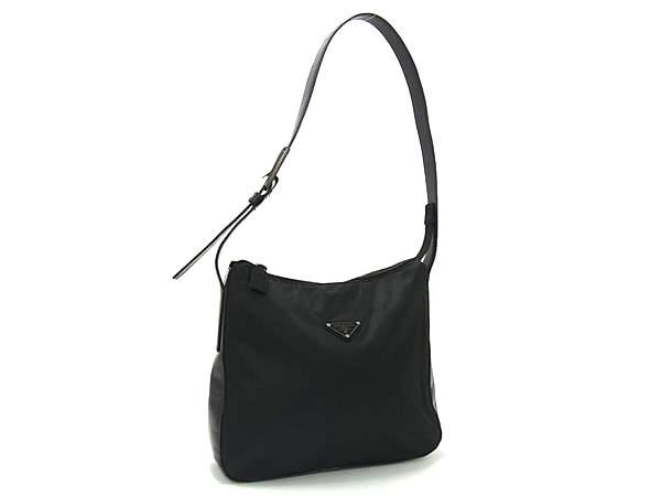 1円 ■美品■ PRADA プラダ テスートナイロン×パテントレザー ショルダー トートバッグ 肩掛けかばん ブラック系 FU6746拍卖