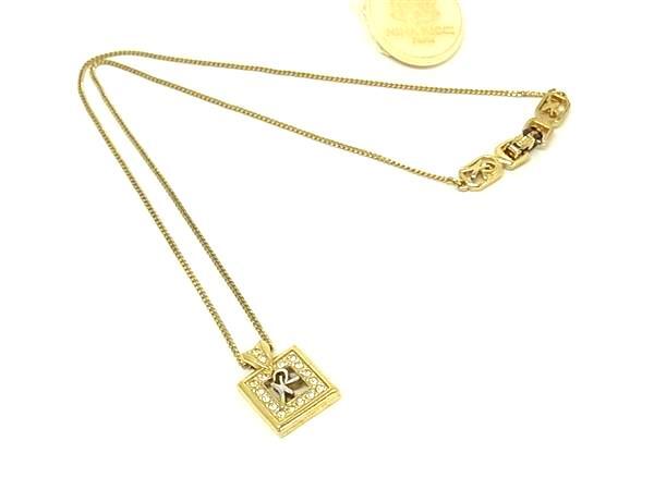 ■美品■ NINA RICCI ニナリッチ ラインストーン ネックレス ペンダント アクセサリー レディース ゴールド系 DK4490拍卖