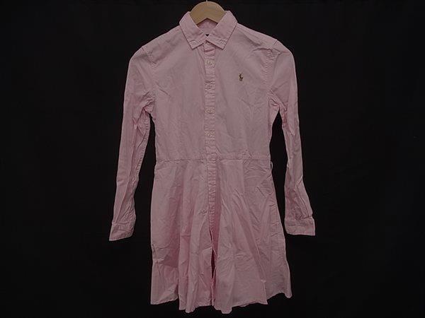 ■新品■未使用■ RALPH LAUREN ラルフローレン コットン100% シャツ ワンピース サイズ16 160/84 洋服 レディース ピンク系 DH9020拍卖