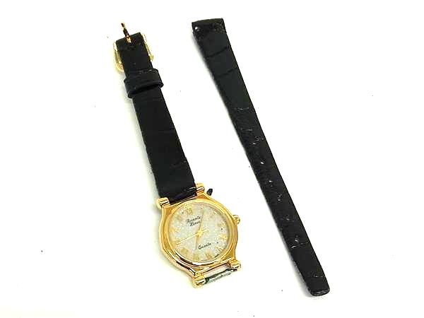 roventa henex ロベンタへネックス SS×型押しレザー クォーツ 腕時計 ウォッチ レディース ゴールド系×ブラック系 DK1991拍卖