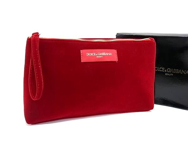 ■新品同様■ DOLCE&GABBANA ドルチェ&ガッバーナ ベルベット マルチポーチ マルチケース 小物入れ レディース レッド系 DK1659拍卖