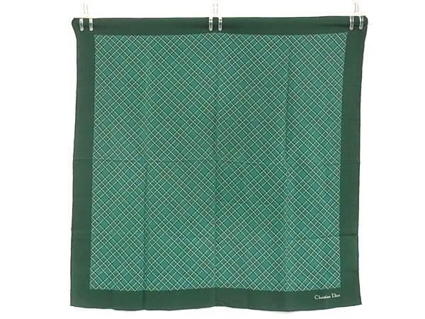 ■極美品■ ChristianDior クリスチャンディオール 総柄 スカーフ ストール ショール レディース グリーン系 DG6392拍卖