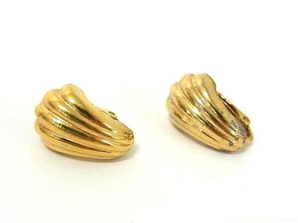 ChristianDior クリスチャンディオール ヴィンテージ シェル 貝殻 クリップ式 イヤリング アクセサリー レディース ゴールド系 DK1474拍卖